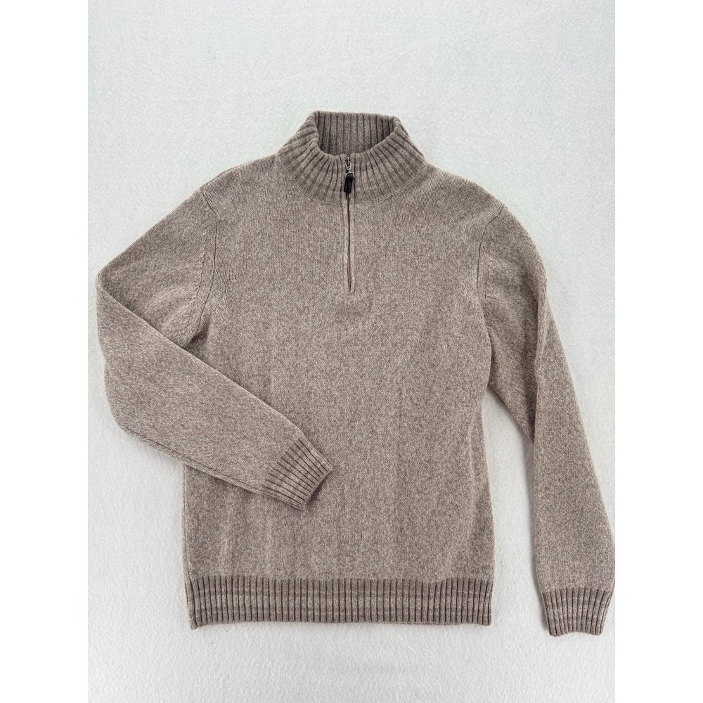 Daniele Blasi Mens Quarter Zip‎ Sweater Oatmeal Wool Blend Made in Italy NWT L